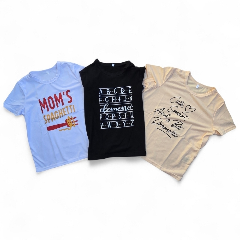 Girls Graphic T-Shirts - Set of 3